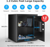 Bonsaii Steel Safe Box with Digital Keypad Lock, 1.2 Cubic Feet Security Document Safe with Removable Shelf for Home, Hotel, Office, Valuables, Money, 12.99 x 14.17 x 12.99 Inches